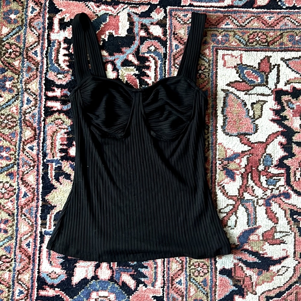 Rachel Pally Ribbed Black Tank